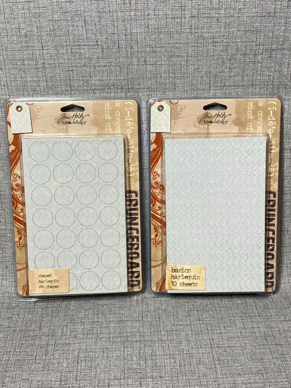 NEW Tim Holtz Idea-ology Grungeboard Harlequin Basics & Harlequin Shapes